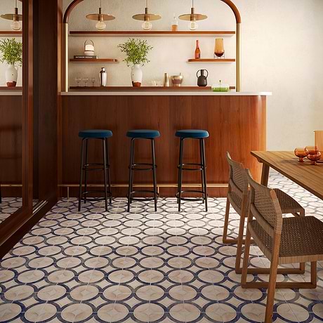 Angela Harris Mediterra Circles Terra Cream 8x8 Matte Porcelain Tile