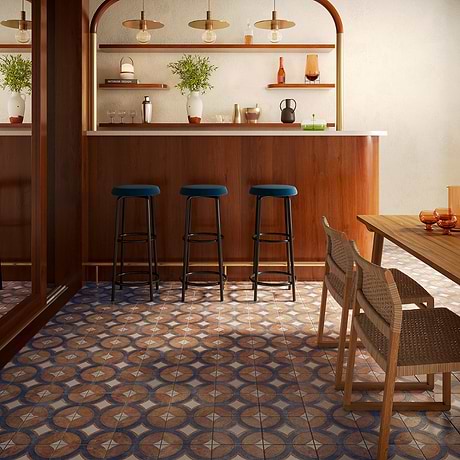 Angela Harris Mediterra Circles Terracotta 8x8 Matte Porcelain Tile