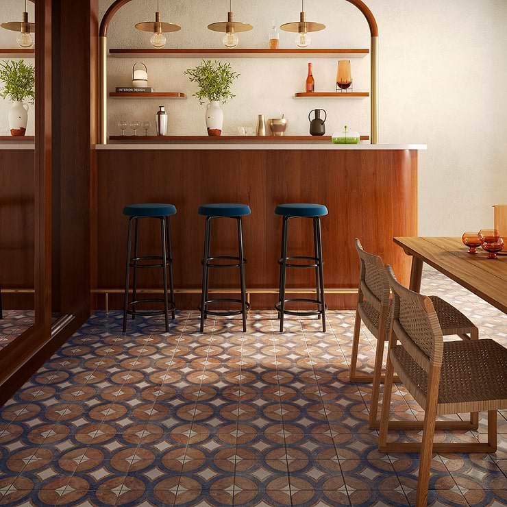 Angela Harris Mediterra Circles Terracotta 8x8 Matte Porcelain Tile