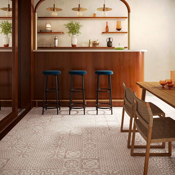Angela Harris Mediterra Kasma Terra Cream Décor 8x8 Matte Porcelain Tile