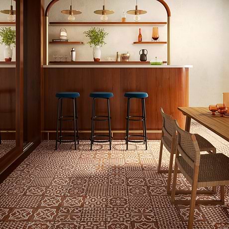 Angela Harris Mediterra Kasma Terracotta Décor 8x8 Matte Porcelain Tile
