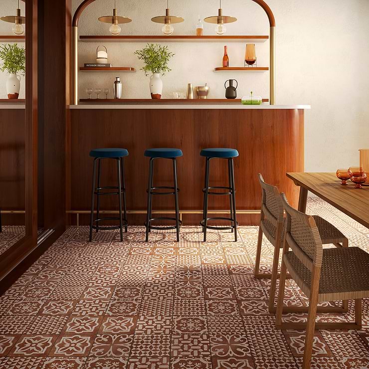 Angela Harris Mediterra Kasma Terracotta Décor 8x8 Matte Porcelain Tile