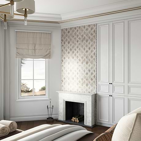 Diana Champagne Beige Polished Marble and Pearl Mosaic Tile
