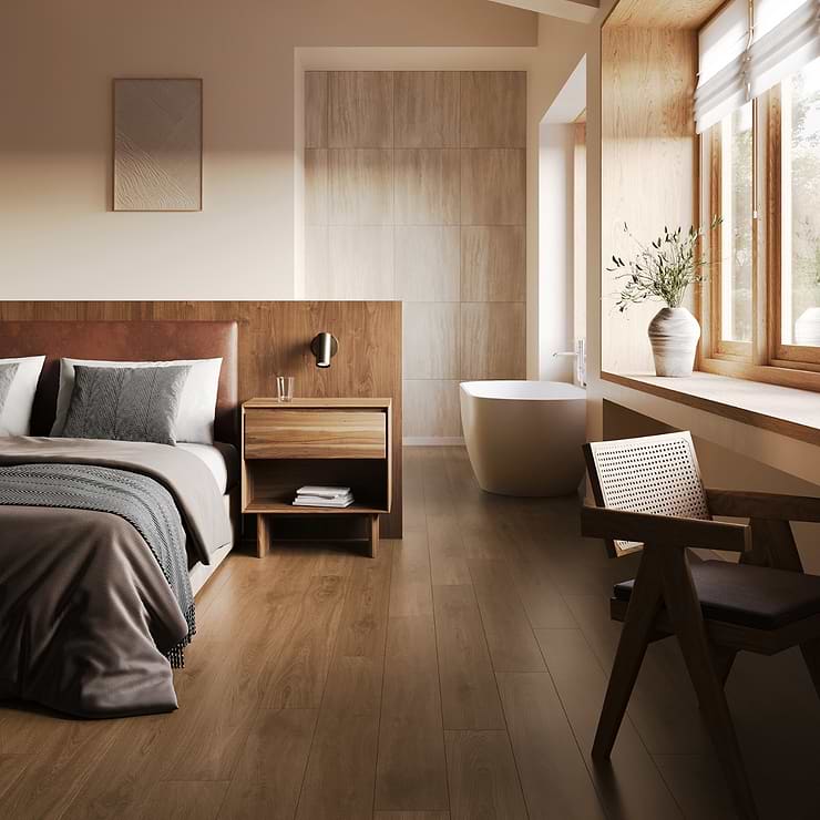 Oaktree Natural Dark Brown 8x48 Wood Look Matte Porcelain Tile