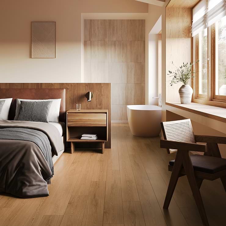 Oaktree Natural Copper Brown 8x48 Wood Look Matte Porcelain Tile