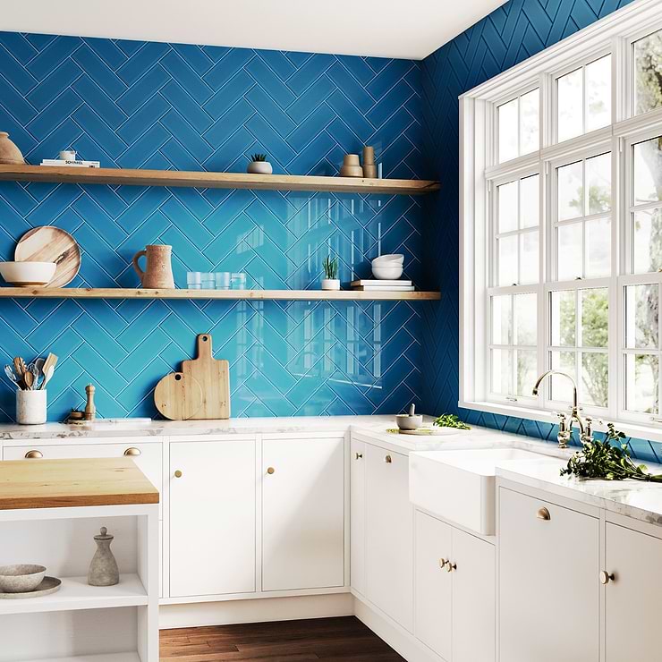 Rise Marine Blue 4x12 Beveled Glossy Ceramic Subway Tile