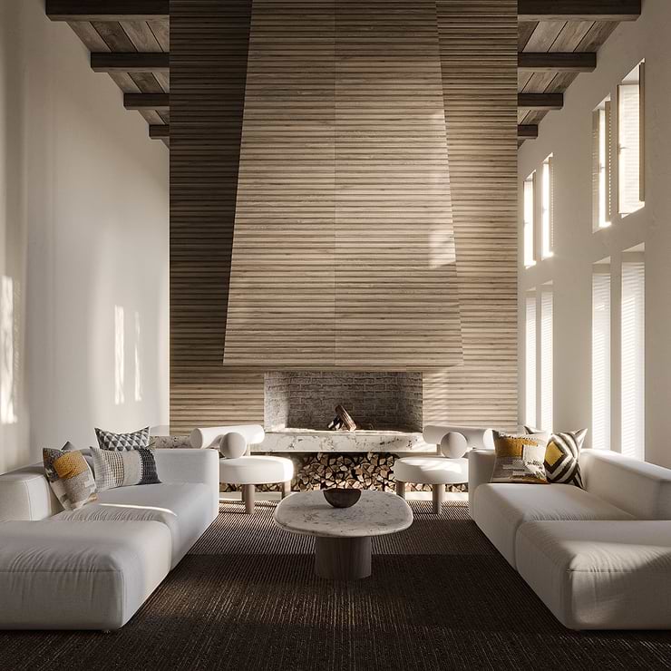 Nobu Ribbon Almond Brown 24x48 Wood Look Matte Porcelain Tile