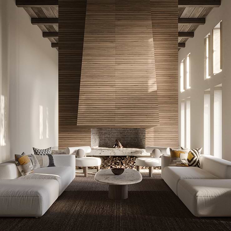 Nobu Ribbon Miel Brown 24x48 Wood Look Matte Porcelain Tile