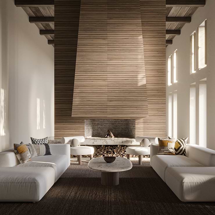 Nobu Ribbon Tan Brown 24x48 Wood Look Matte Porcelain Tile