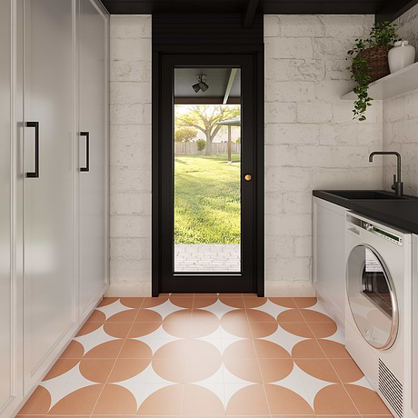 Stacy Garcia Maddox Deco Floor Terracota Orange 8x8 Matte Porcelain Tile