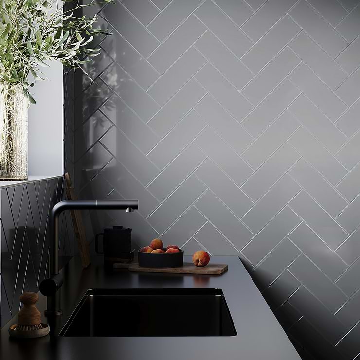 Loft Ash Gray 4x12 Polished Glass Subway Wall Tile
