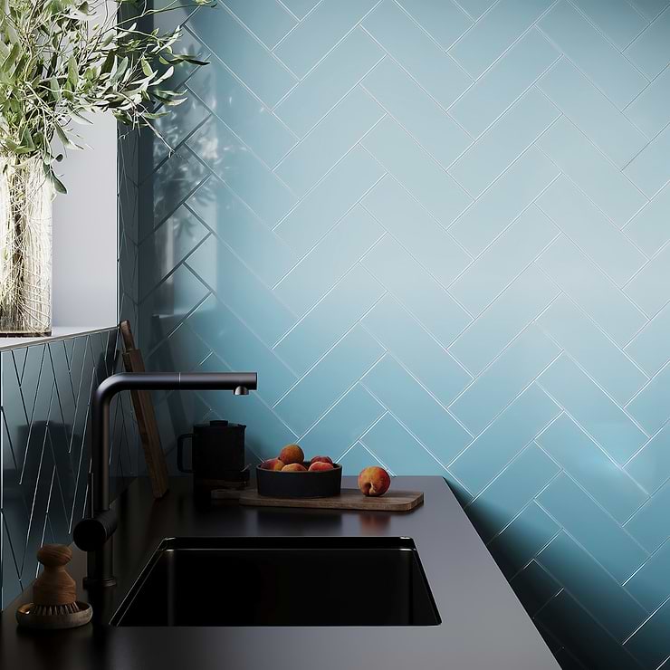 Loft Turquoise 4x12 Polished Glass Subway Tile for Wall