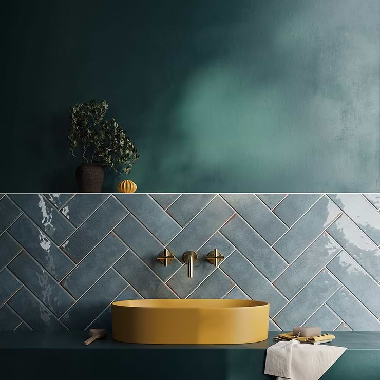 Los Lunas Blue 4x12 Polished Ceramic Subway Wall Tile