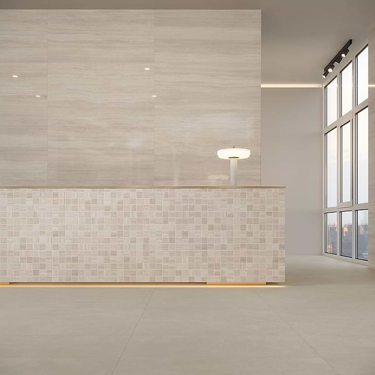 Nashville Beige 24x48 Travertine Look Polished Porcelain Tile
