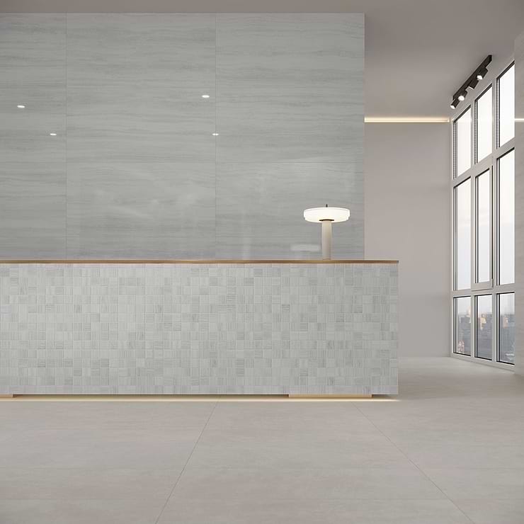 Nashville White 24x48 Travertine Look Polished Porcelain Tile