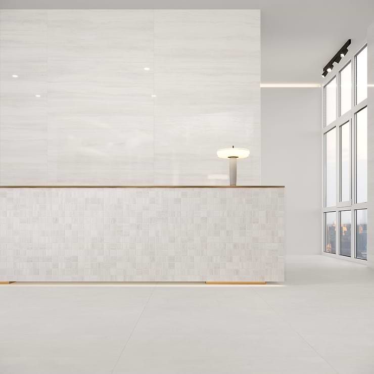 Nashville White 2x2 Travertine Look Matte Porcelain Mosaic Tile