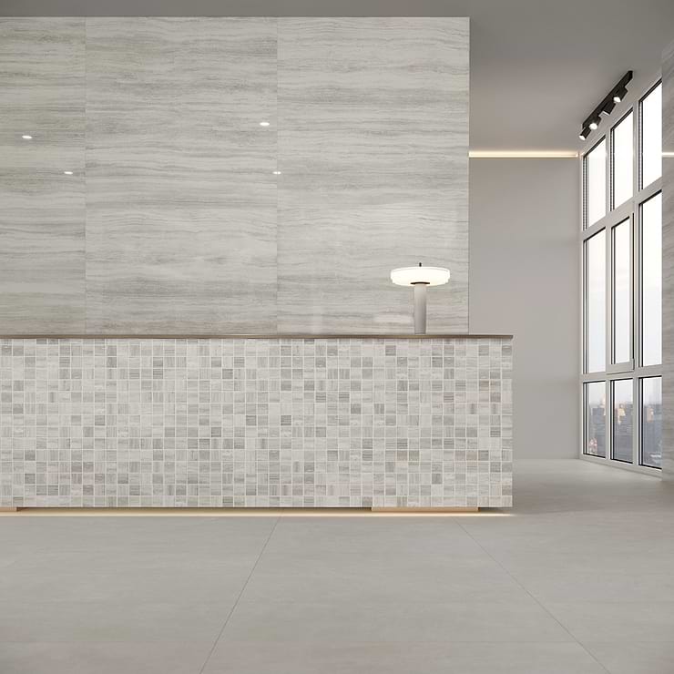Nashville Gray 2x2 Travertine Look Matte Porcelain Mosaic Tile