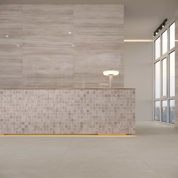 Nashville Taupe Beige 24x48 Travertine Look Polished Porcelain Tile