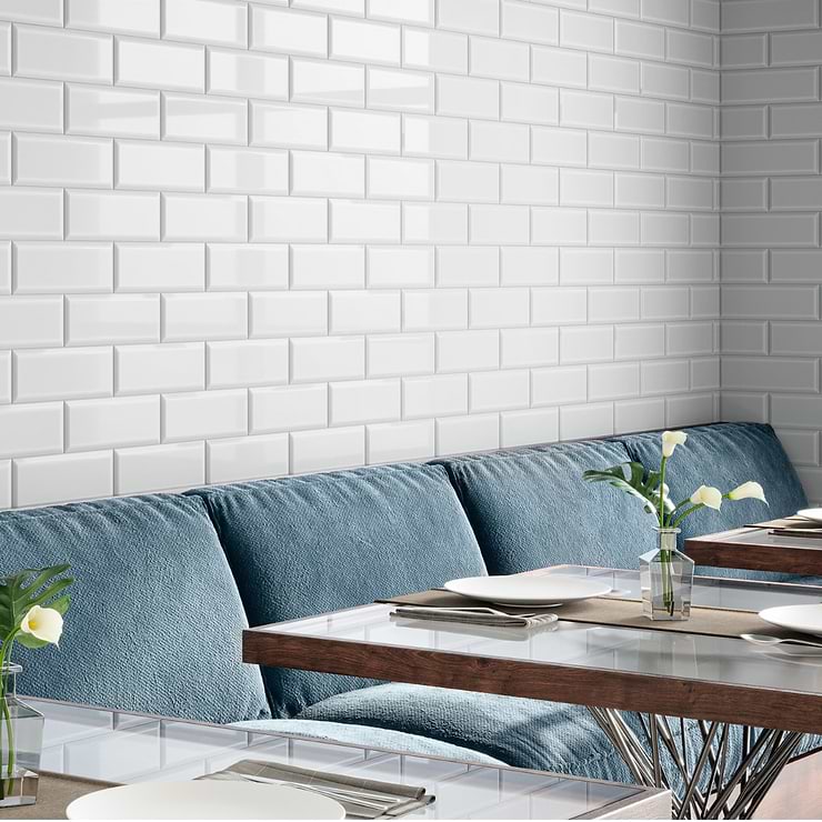 Rise Ice Blue 4x12 Beveled Glossy Ceramic Subway Tile