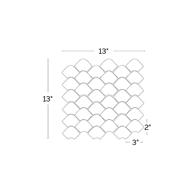 Suki White 2x3 Fishscale Matte Glass Mosaic Tile