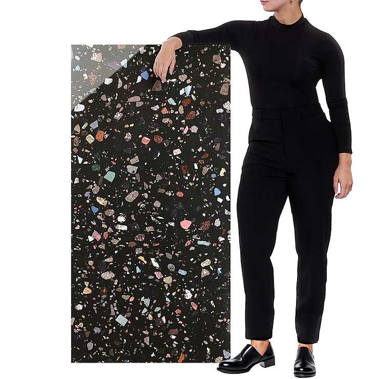 Bejeweled Black Multicolor 24x48 Terrazzo Look Polished Porcelain Tile