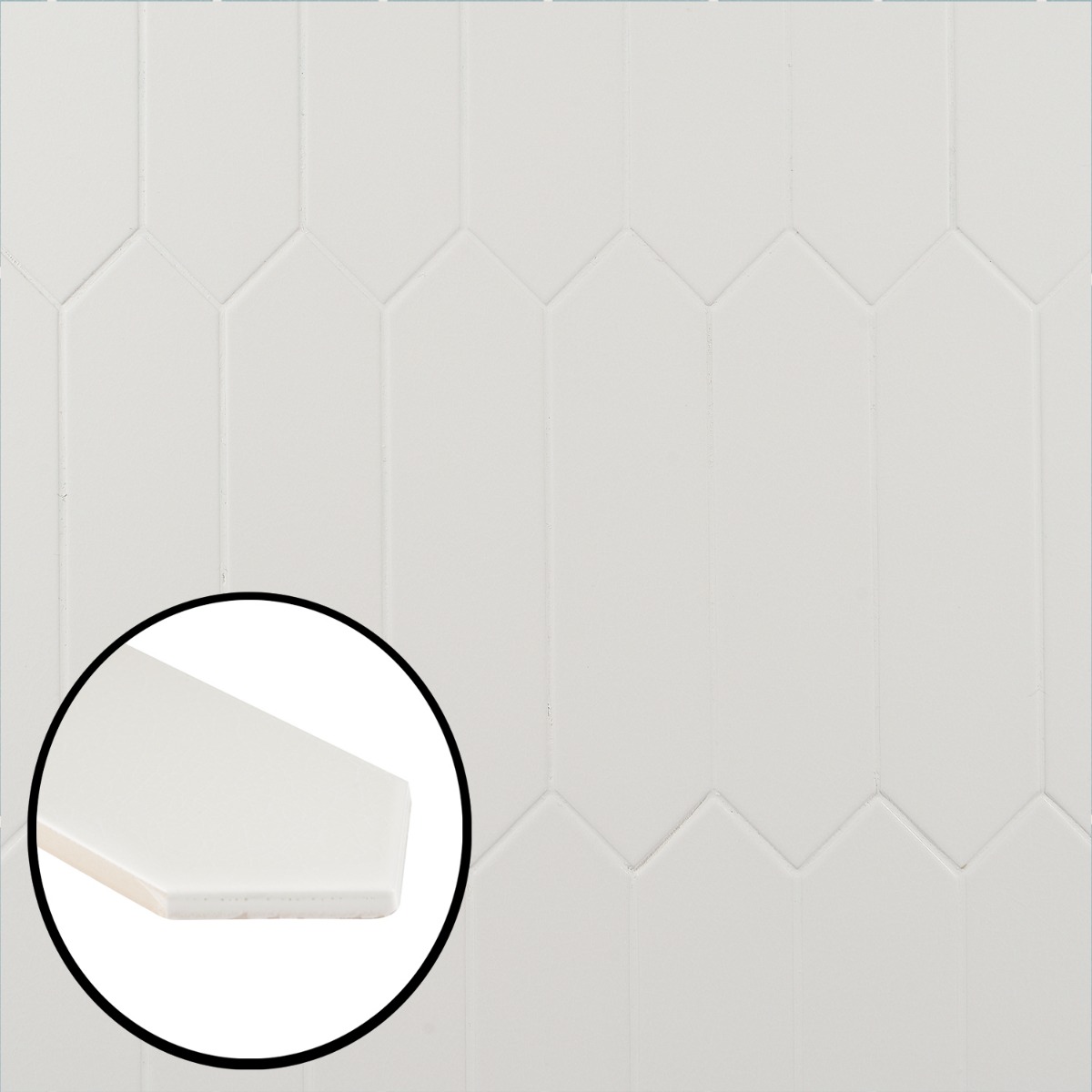 Tehama White 3x12 Picket Crackled Ceramic Tile