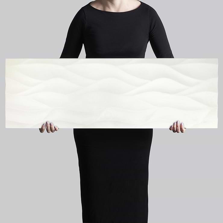 Gentle Waves White 12x36 Polished Ceramic Wall Tile