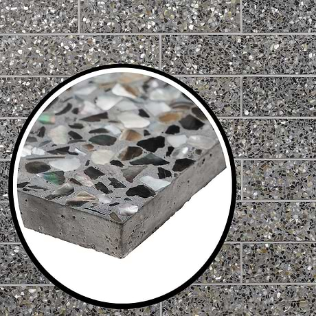 Reef Gray 3x12 Polished Pearl Terrazzo Subway Tile