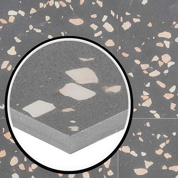 Terrazzo Italy Dolce Grande Gray 24x24 Honed Terrazzo Tile