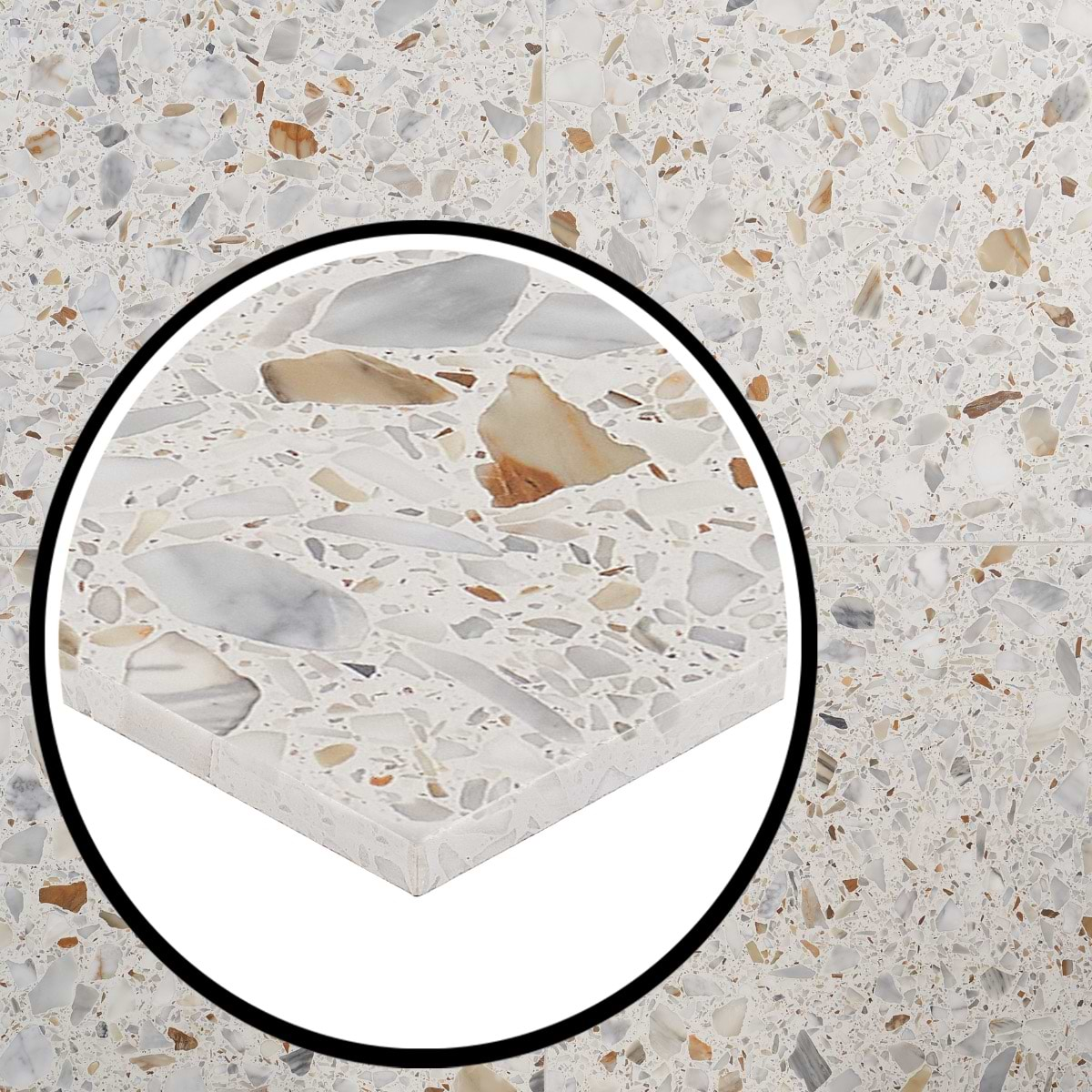 Terrazzo Italy Sacra Calacatta White 24x24 Honed Terrazzo Tile