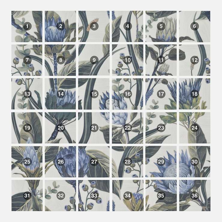 Angela Harris Wilder Protea Leaves Mural 8x8 Matte Porcelain Tile