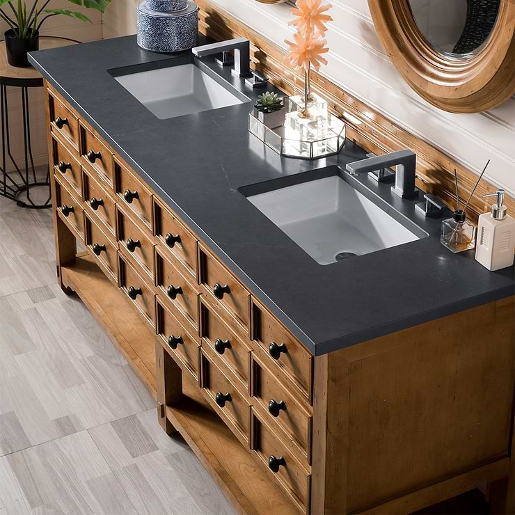 James Martin Vanities Malibu 72" Honey Alder Vanity and Charcoal Soapstone Quartz Counter