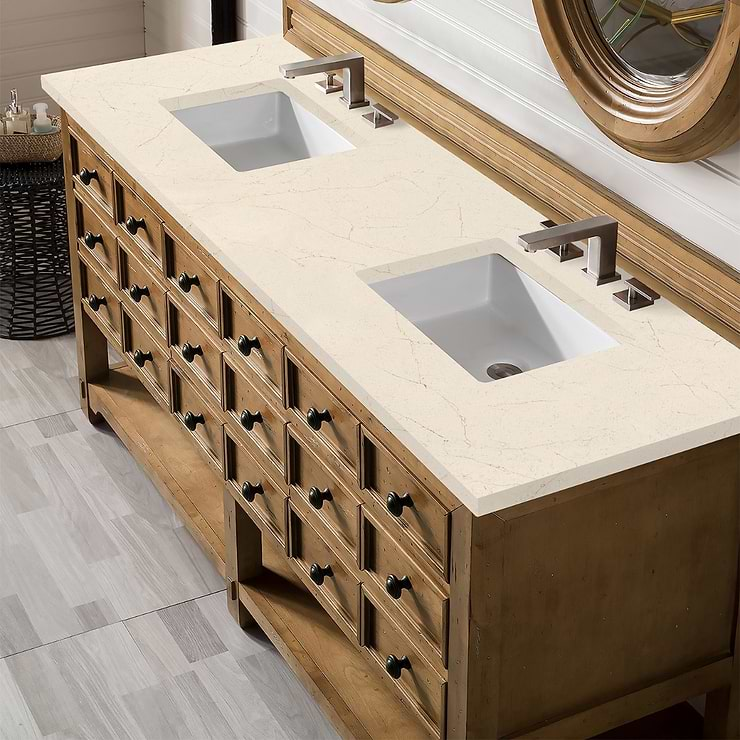 James Martin Vanities Malibu 72" Honey Alder Vanity and Eternal Marfil Quartz Counter