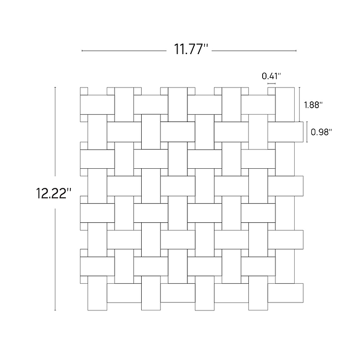 Trenza Basket Weave Asian Statuary & Silver Dot 1x2 Marble Tile