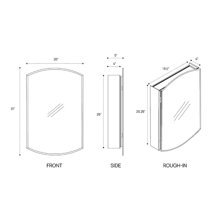Vita Beveled 20x31" Arched Recessed or Wall Mounted Medicine Cabinet with Mirror