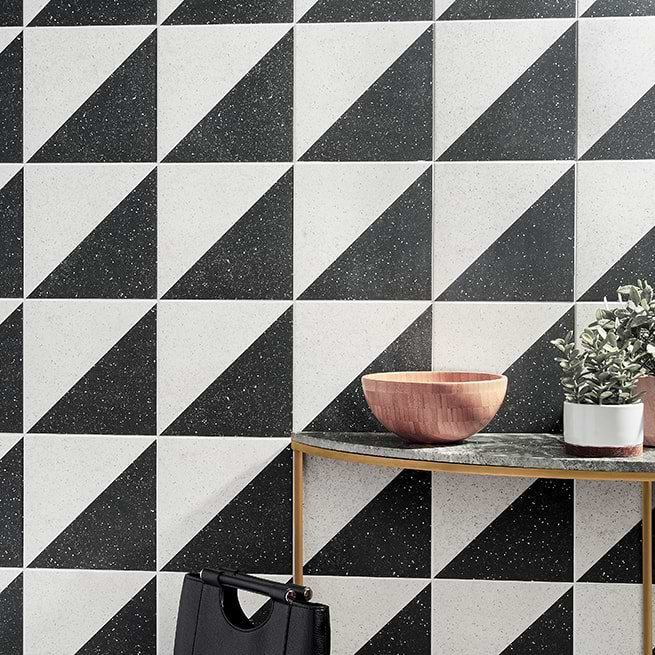 Terrazzo Dos Charcoal 8x8 Matte Porcelain Tile