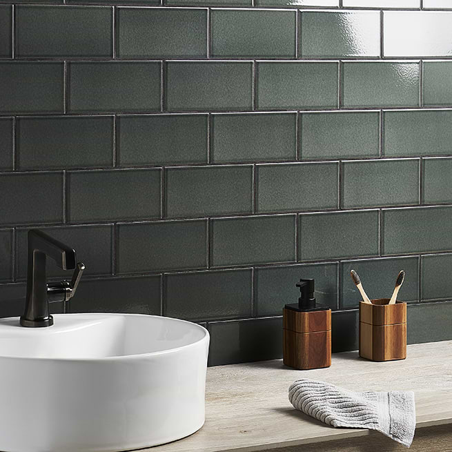 Coastally-inspired crackle glaze tile