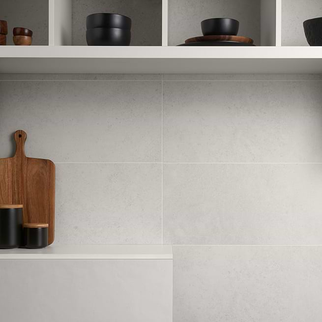 Impeccable limestone-look porcelain