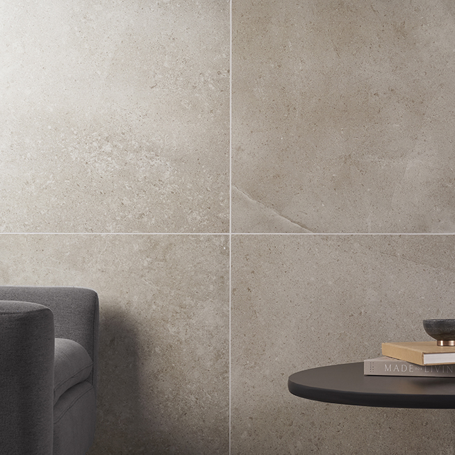 Impeccable limestone-look in porcelain