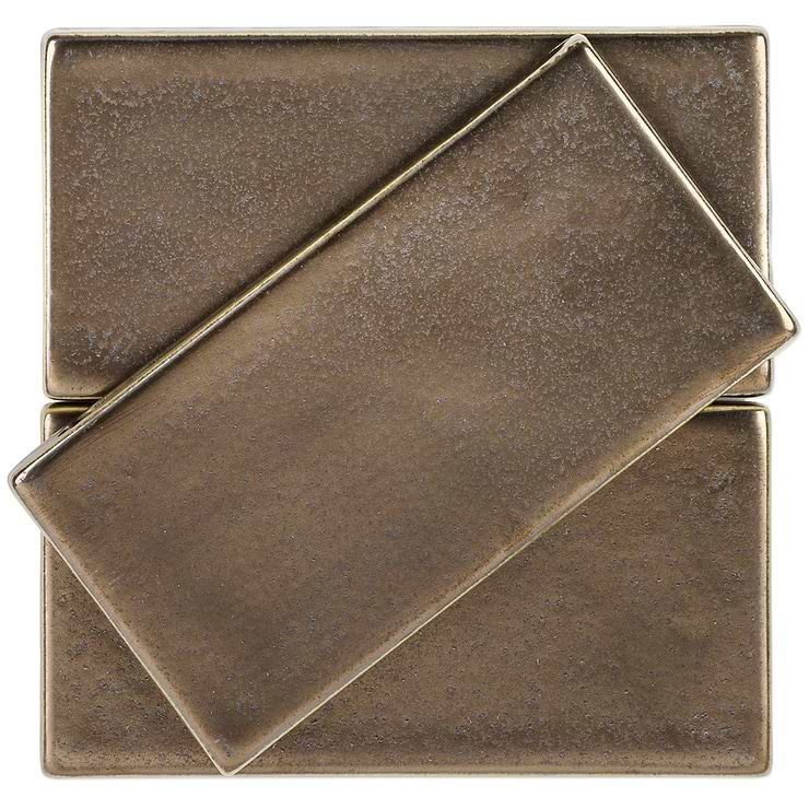 Nabi Subway Metallic Copper Brown 3x6 Matte Glass Tile