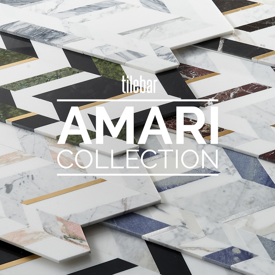 Amari Rosa Polished Marble and Brass Chevron Mosaic Tile