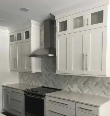 Brushed Stone Asian Statuary 2x8 Marble Tile Grey Kitchen Use
