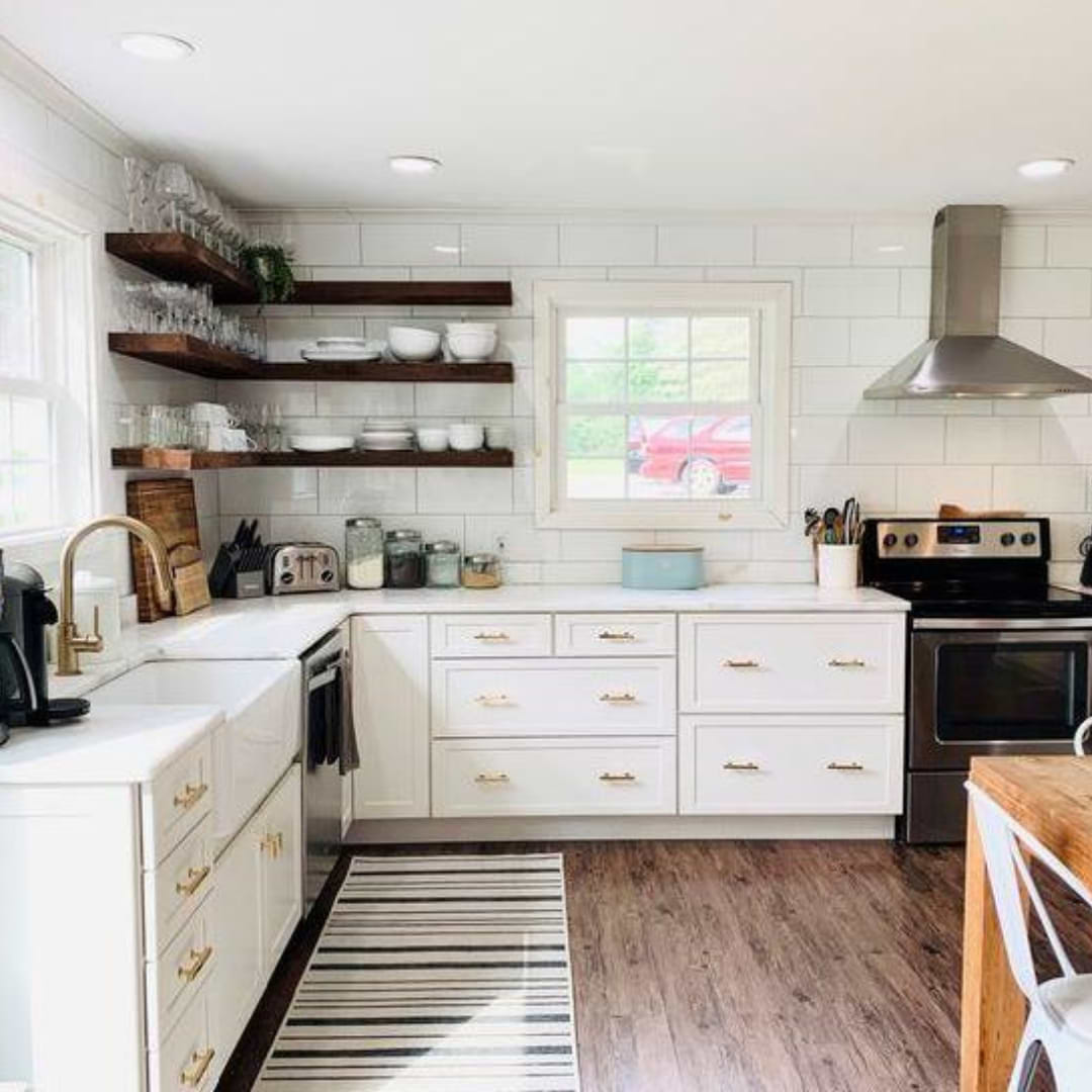 Basic White 4x12 Polished Ceramic Subway Tile design by Customer in Kitchen 