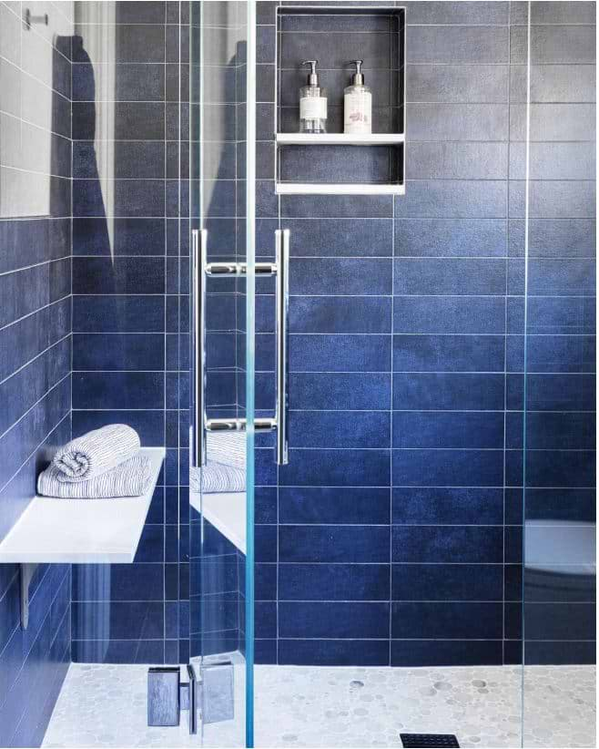 Diesel Camp Blue Rock 4x12 Ceramic Tile in bathroom wall only tile