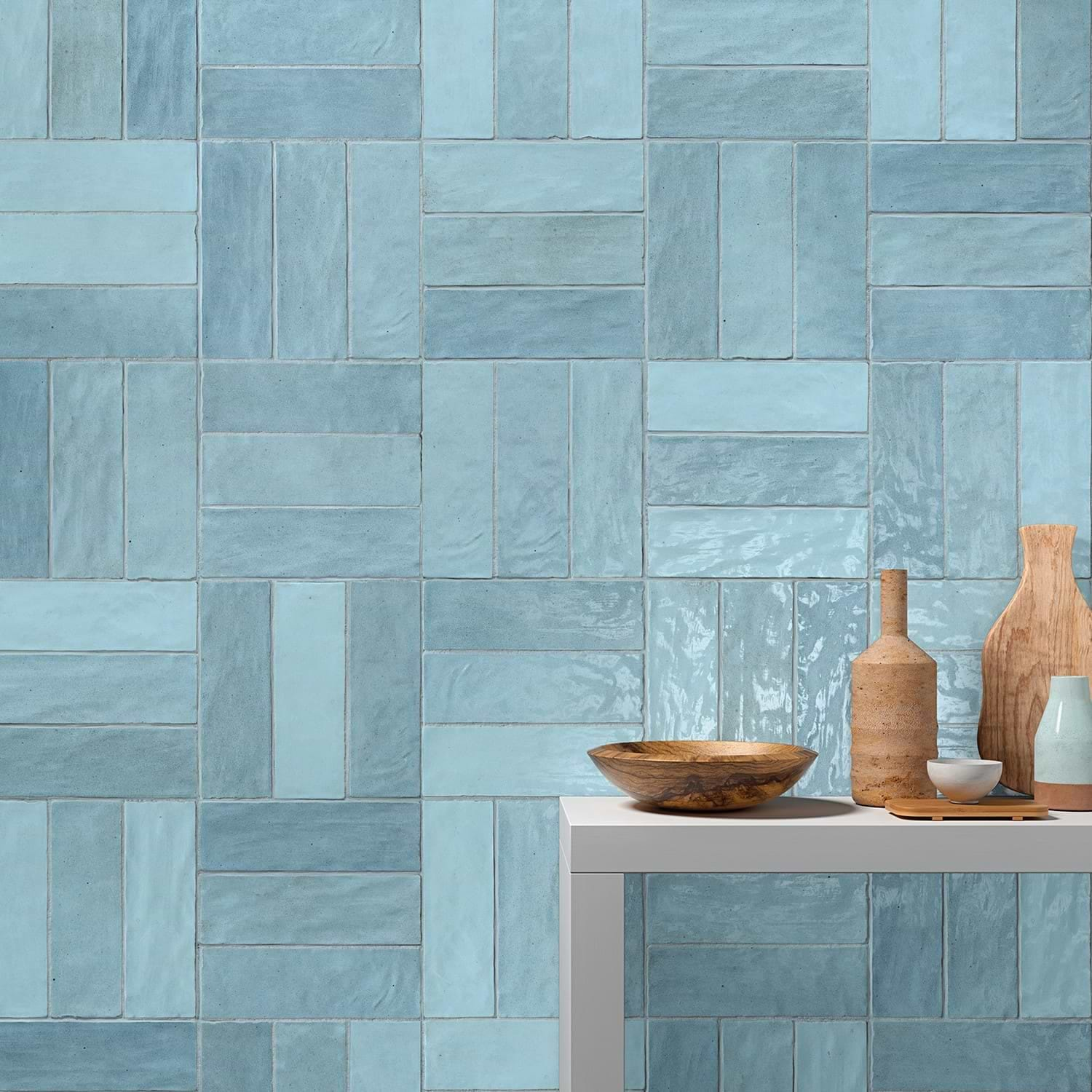 Portmore Sky 3x8 Glazed Ceramic Tile Blue glazed wall only tile