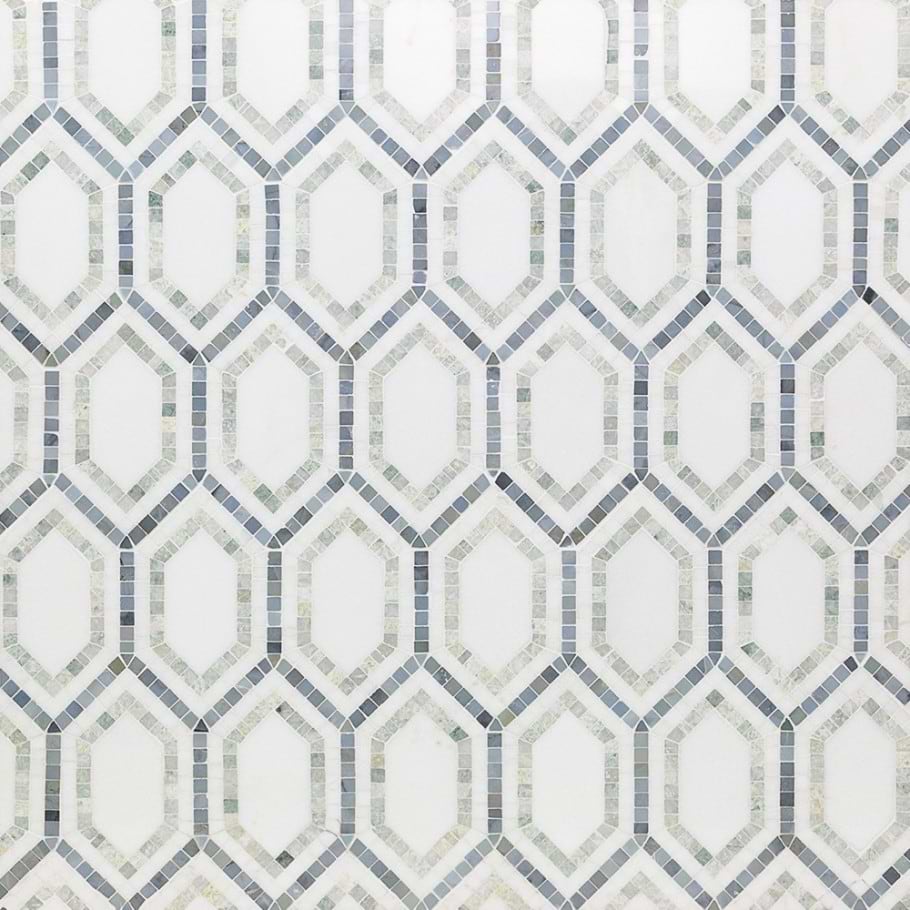 Infinity Thassos & Ming Green Hexagon Marble Tile
