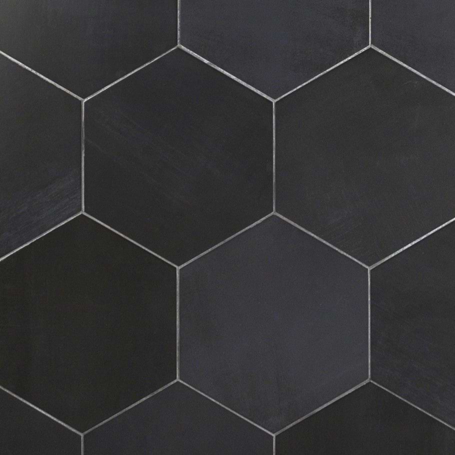 Paige Antracite 10" Hexagon Matte Cement Look Porcelain Tile black 
