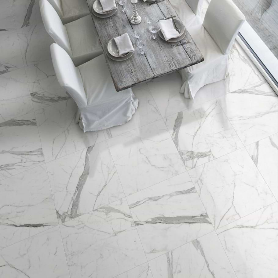 Versilia Statuario Polished 32x32 Porcelain Tile for use on floor or wall