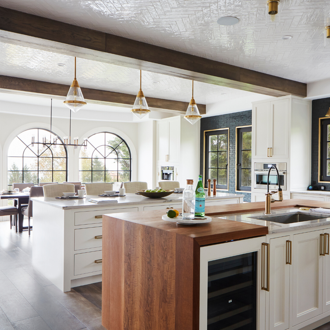 Lancaster Bianco 3x12 Ceramic Wall Tile shown in kitchen as a ceiling tile. Wall only. 