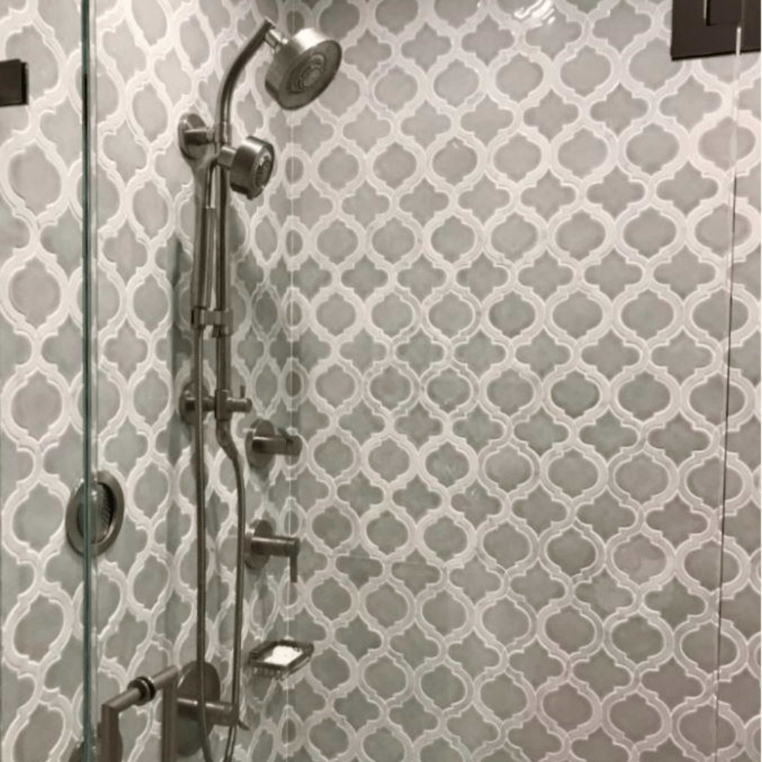 Nabi Arabesque Tundra Marble & Ceramic Tile shown as a shower tile